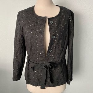 LOFT Black Eyelet Blazer Jacket, Medium NWT